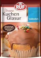 RUF Kuchen-Glasur Vollmilch-Schokolade, 100g im Beutel, mikrowellengeeignet, zum Glasieren & Dekorieren von Plätzchen, Muffins & Kuchen, glutenfrei
