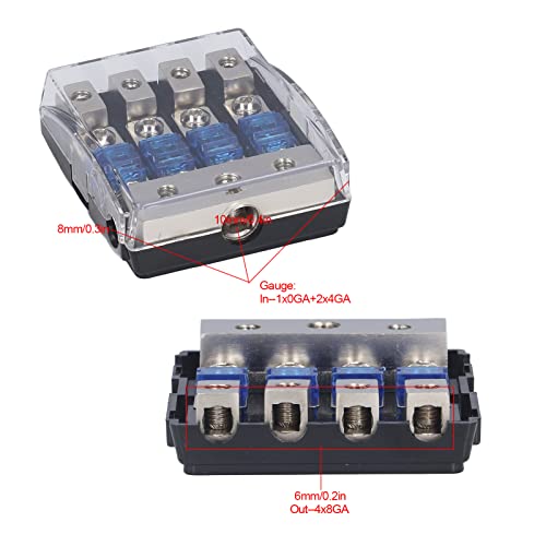 Porte-fusible Audio De Voiture, Autoradio 1 En 4 Sorties Bloc De Distribution D'alimentation 60A Répartiteur De Porte-fusible Audio Universel Pour Voiture, Camion, Bateau, Camping-car
