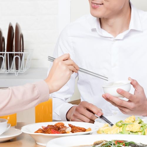 Palillos chinos plegables metálicos para evitar cubiertos desechables 8