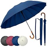 unycos - Paraguas de Golf Resistente al Viento【Grande, 16 Varillas | Incluye Funda y Correa (Azul Oscuro)