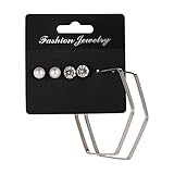 Mujeres Pendientes Madre Valentín Regalos 3 Pares Pendientes de aro para Mujeres Pequeños Grandes aretes de aretes Juego de Pendientes de Joyería para Fiesta de cumpleaños Pendientes de caída