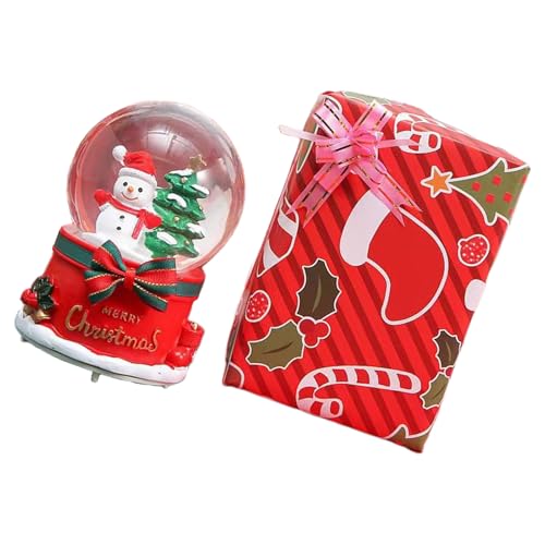 Bola de cristal de muñeco de nieve para decoración navideña con luz LED y caja de música de Navidad atemporal, decoración de espectáculo, bola de cristal
