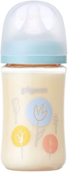 Pigeon Pigeon Nursing Bottle, Flower, 8.1 fl oz 240 ml, 3+ Months, Made with High-Quality Plastic, Flower, Adopted by Medical Institutions, Lightweight and Break-Resistant PPSU