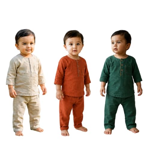 Image of Baby Boys Night Suit 3 /4 Sleeves Co-Ord Nightwear Set - Pure Cotton- Soft, Comfy & Perfect for Sleep Time