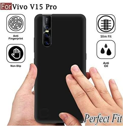 Image of Mobile Back Cover Case for Vivo V15 Pro (Silicone Case|CameraProtection|Black SC1510)