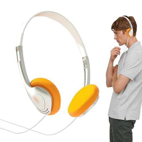 Auriculares supraaurales retro,Auriculares supraaurales retro | Auriculares con aros Vintage Feelings,Auriculares con cable de estilo portátil ligero, cómodos auriculares estéreo vintage para Walkman,