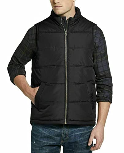Image of Weatherproof Vintage Men's Flannel Lined Quilted Vest (Black, Medium) (Medium, Black)