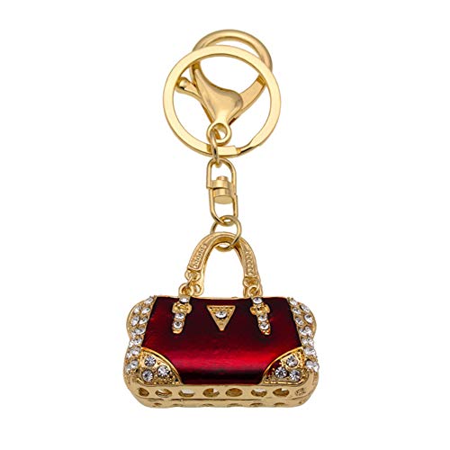 Preisvergleich Produktbild TREESTAR Schlüsselanhänger mit Schlüsselanhänger, Schlüsselanhänger, Schlüsselanhänger, Schlüsselanhänger, Schlüsselanhänger, Autozubehör, Geschenkidee für Mädchen 4,5 * 4,4cm Rote Handtasche