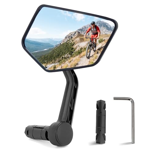 Arkham Fahrradspiegel Schlagfestes Echtglas HD Extra Große Spiegelfläche,Fahrrad Spiegel für Rechts Lenker 15-20mm,Rückspiegel Fahrradspiegel für E-Bike Universal