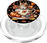 fall cat in floral coffee mug for autumn lover cute kitten popsockets popgrip per magsafe