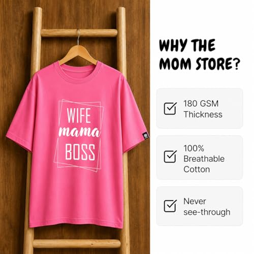 Image of The Mom Store Mom T-Shirt | Cotton | Pre and Post Pregnancy | Quirky Statements | Comfortable | Oversized