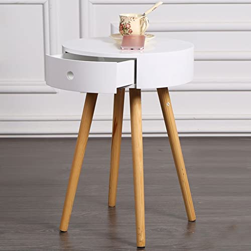 Petite table basse ronde blanche 38 cm et meuble d'appoint - 3