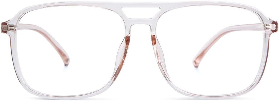 Aviator Eyelasses for Women Men, TR90 Square Oversized Blue Light glasses, Anti-UV Blue Light Glasses