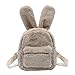 Damen Kunstfell-Mini-Rucksack, niedliche Hasenohren, Schultertasche, Geldbörse, Plüsch Braun camel 9.84" x 7.8" x 3.91"