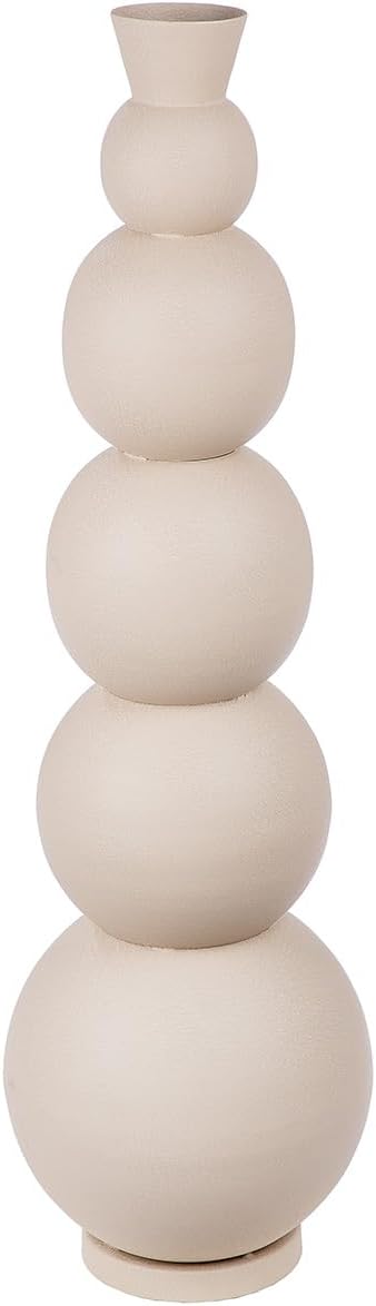 Casablanca Decorative Vase Large Floor Vase – Modern XXL Iron Vase – Living Room Decoration Vase for Pampas Grass Flowers – Colour: Beige – Grey Height 112 cm