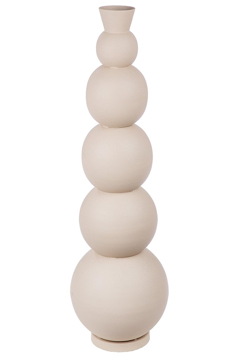Casablanca Jarrón Decorativo Grande jarrón de Suelo, Moderno jarrón XXL de Hierro, decoración para salón, jarrón para Flores de Hierba de Las Pampas, Color: Beige y Gris, Altura 112 cm