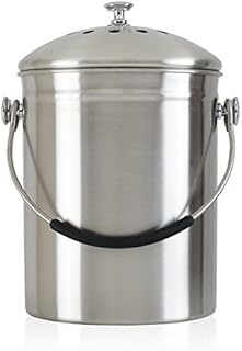 Gold Star Kitchens - Kitchen Compost Bin - Countertop Pail Bucket Container with Lid - Indoor Counter Caddy Bins - Small Food Waste Composter - Surgical Grade Stainless Steel Scrap Trash Can - 1.3 Gal