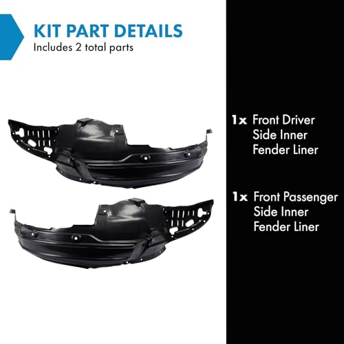 Image of TRQ Front Inner Fender Liner Set Compatible with 2009-2011 Acura TL AC1248125 AC1249125