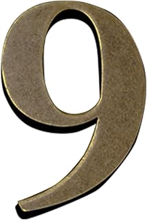 Zayookey Self Adhesive House Number Sign 4 Inch Ancient Copper Home Address Number Rustic Metal for Hotel Room Door Street Mailbox Plaque (Door Number 9)