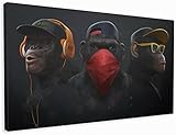 Kunstdruck auf Leinwand, Motiv: 3 weise Swag-Affen, lustiger Schimpanse, Tier-Wanddruck, Straßenkunst für moderne Wohnkultur, Wohnzimmer, 101,6 x 61 cm