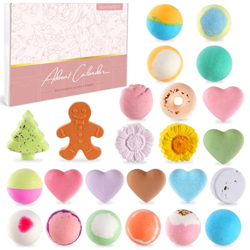 Christmas Advent Calendar 2026 for Women Bath Bombs & Shower Steamers Mix Set 24 Days Countdown Calendar Bath Spa Gifts