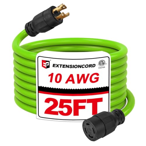EP 25 Ft 10/4 30-Amp Generator Outdoor Extension Cord, L14-30P/R, Green