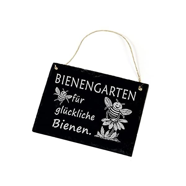 Schild Bienengarten fÃ¼r glÃ¼ckliche Bienen - Schiefertafel 22x16cm