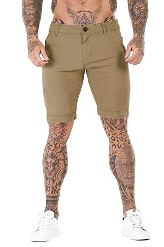 Khaki Short Pants For Men Skinny Fit Plaid Short Pants For Men(Khaki,32) #TOP2