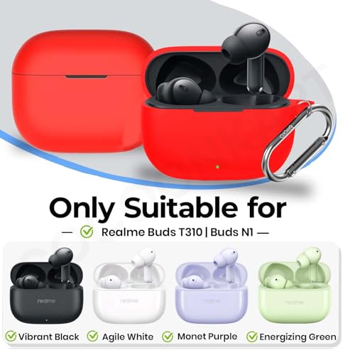 Image of Soft Silicone Case Cover for Realme Buds T310 | Buds N1 - Red