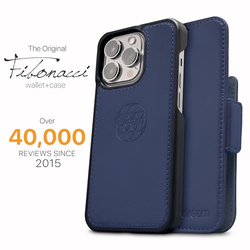 Image of dreem Fibonacci Compatible with iPhone 14 Plus Wallet case / 2-in-1 Shockproof case and Detachable Vegan Leather Folio, MagSafe Compatible, RFID Protection [Royal]