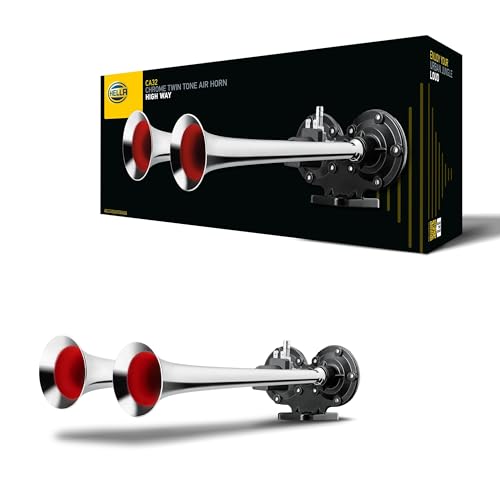 HELLA Drucklufthorn - Fanfare - CA32 - 12V - 115dB(A) - 370Hz-415Hz - Tiefton/Hochton - elektrisch-pneumatisch - ECE - Stecker: Flachstecker - 3PB 013 410-051