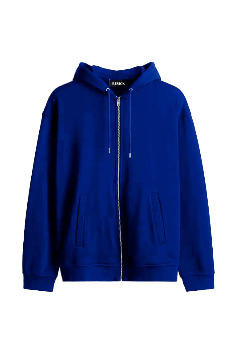 besick Plain Winter Wear Cotton Oversized Baggy Drop Shoulder Hooded Neck Zip Up Zipper for Men and Women-picture-28