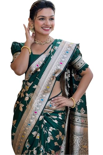 SGF11 Women's Kanjivaram Pure Soft Silk Handloom Saree Pure Golden Zari With Blouse Piece product image 11