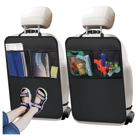 Zecirl 2 Pack Kick Mat Backseat Protector,Back Seat Cover for Kids,Car Seat Back Protectors with 2 Pocket Storage Organizer for Car, SUV, Minivan or Truck Seats (Black)