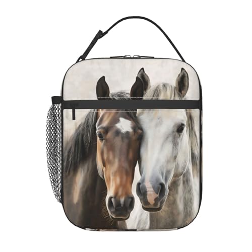 SIUKUS Insulated Lunch Box for Kids Boys Girls, Reusable Lunch Bag for School, Office, Work, Picnic, Travel, Horses Lunch Box