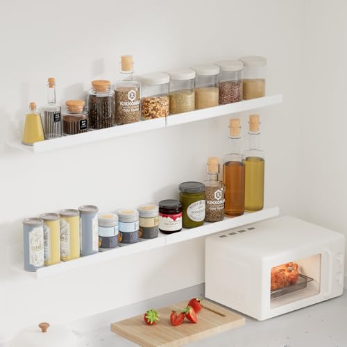 Gucass 4 Stück Wandregal Ohne Bohren, 30cm Schweberegal Acryl Regal Wand, Kleberegal Wandregale für Wohnzimmer, Schlafzimmer, Badezimmer, Küche, Büro, Arbeitszimmer Deko (Weiß)