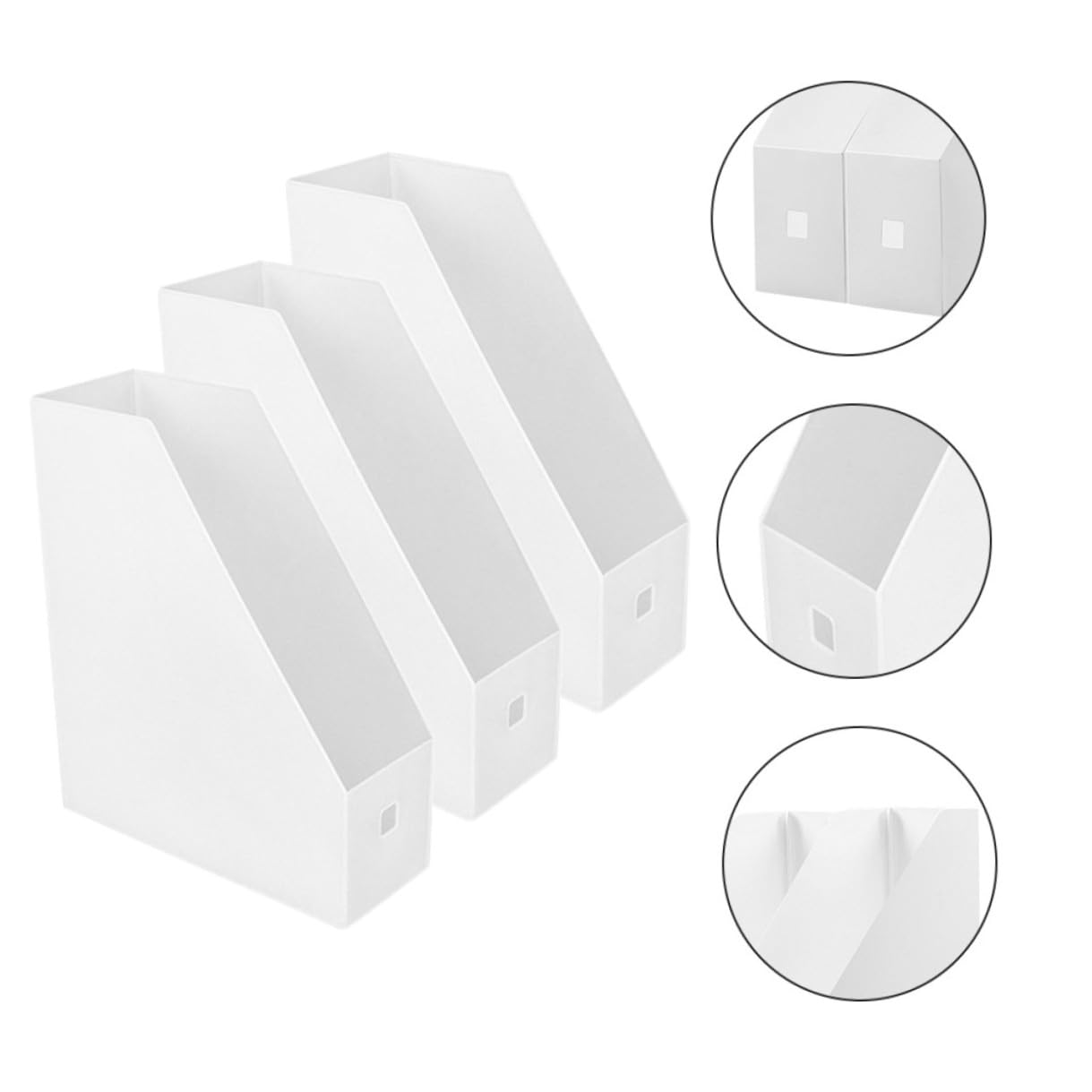 3 pezzi Portariviste in Plastica Bianca Opaca Organizer da Scrivania per Documenti e File Contenitori Ufficio Supporto Libri e Schedario Semplice per Casa e Studio