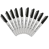 hycodest Permanent Markers Black Marking Pen Fine Tip Oil-based Drawing Pen Quick Drying Ink for Most Surfaces, Applicable to All Series of Hello My Name Is Stickers (10 Black Pens)