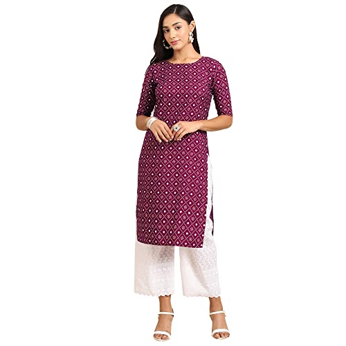 Image of Pinkmint Women's Crepe Digital Print Straight Kurta