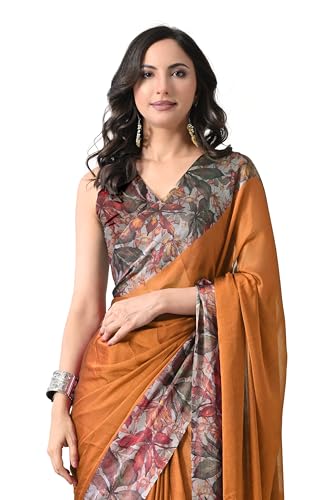Image of MIRCHI FASHION Women Saree Floral Printed Chiffon | Breathable Lightweight Summer Sari for Office and Daily Use with Unstitched Blouse (Available in 20 Styles)