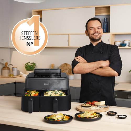 Philips Steam Airfryer 5000 Heißluftfritteuse, Schwarz, 9 L – Ansicht 2