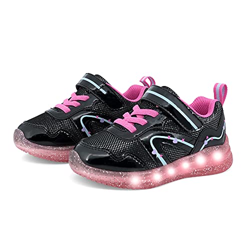 Yeskis Toddler Girls Light Up Shoes Led Flashing Lightweight Mesh Breathable Adorable Running Sneakers For Toddler Black 7 thumb #6