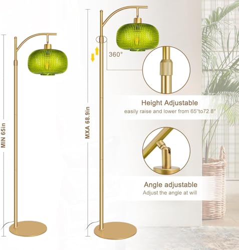 Image of Modern Floor Lamp for Living Room, Mid Century Standing Lamp Green Shade