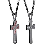 PROSTEEL Black Cross Necklace for Men Baseball Necklace Baseball Gifts Custom Chain Personalized...