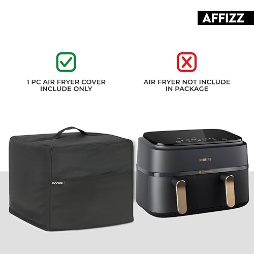 Image of Dustproof & Oil-Proof Air Fryer Cover for Philips 9L NA352 /00 - Polyester Waterproof Kitchen Oven and Home Appliances with Handle & Pocket | for Women, Men & Everyday Use, Black
