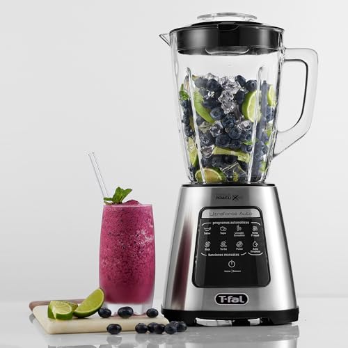 El Mejor Listado de licuadora tefal infiny force 10 del mes. 41 T-fal Licuadora Ultraforce 4 programas Automáticos, Acero Inoxidable, Vaso Vidrio 2.2L, 6 Cuchillas Powelix pro, LN38PDX0
