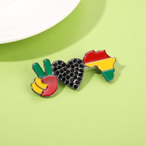 Image of African Brooches for Women Juneteenth Brooch Pins Enamel Black History Africa Map Brooches Black Queen Power Fist Lapel Pins Black History Month Juneteenth African Jewelry Accessories Outfits Party Favors Gifts