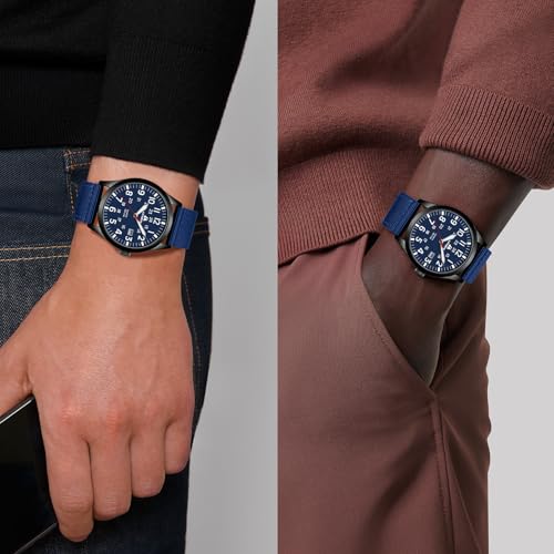 Image of LN LENQIN Mens Watches Unisex Military Sport Nylon Strap Stylish Luminous Fashion Analog Quartz Watch for Men Waterproof Army Tactical Casual Wristwatch