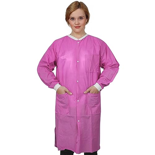 Image of Dental Disposable Lab Coats | Durable SMS 45g Soft Knit Cuffs & Collar With 3 Pockets