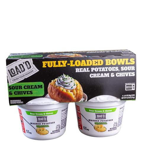 Load’D Mashed Potatoes in a Cup, 4-Pack, Hearty Instant Meal, Shelf-Stable,...